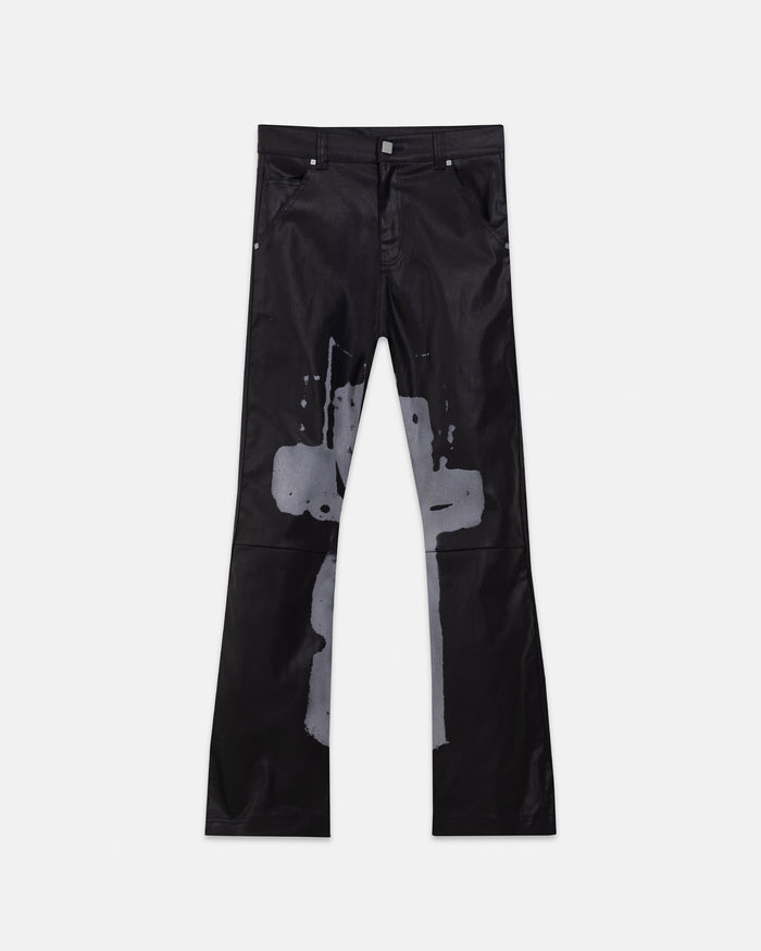 Act 1 Cross Leather Flare Jean Black
