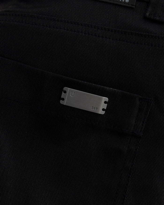 Act 1 Cross Leather Flare Jean Black