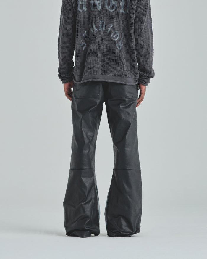 Act 1 Cross Leather Flare Jean Black
