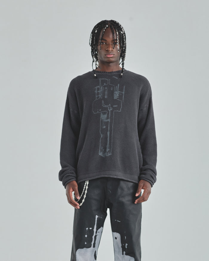 Act 1 Cross Slim Fit Knitted Crewneck Vintage Gray
