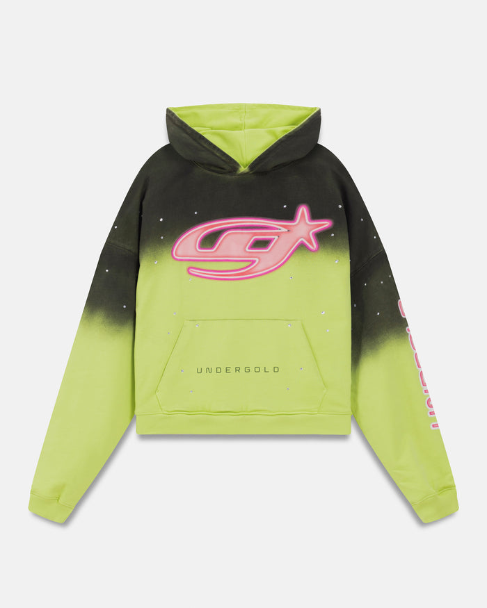 Act 1 Neon Boxy Fit Hoodie Faded Green