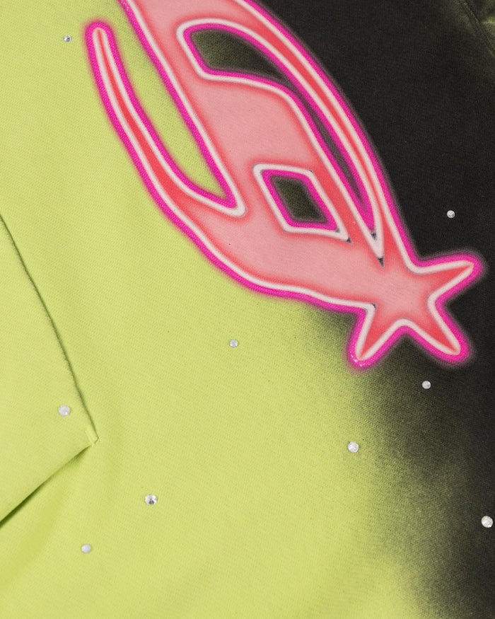 Act 1 Neon Boxy Fit Hoodie Faded Green