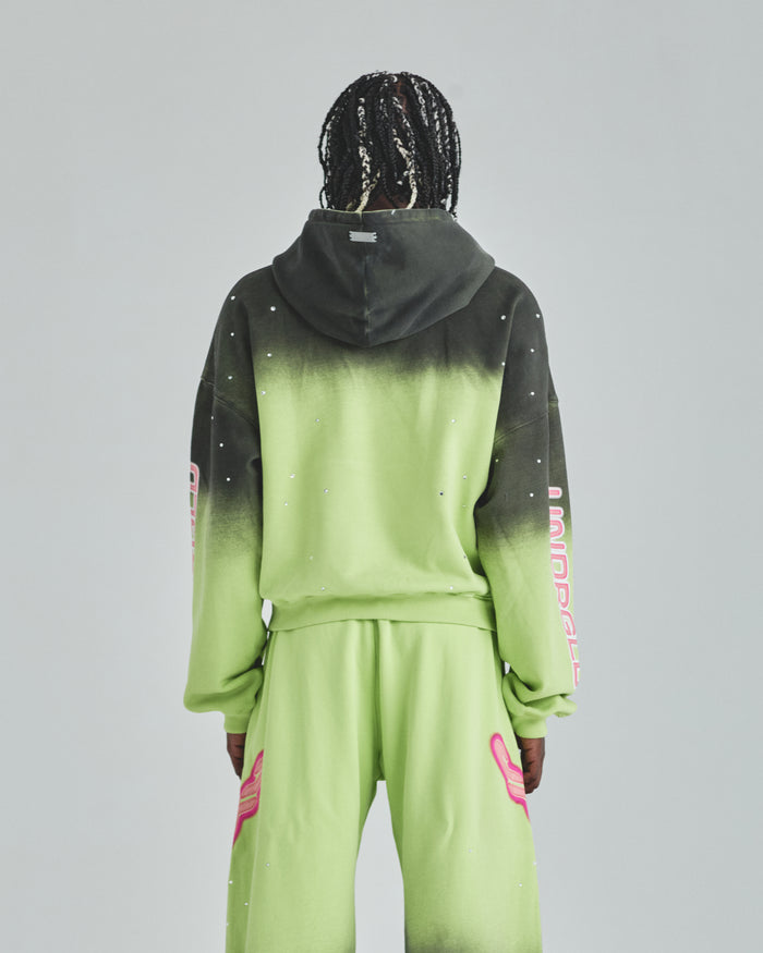 Act 1 Neon Boxy Fit Hoodie Faded Green