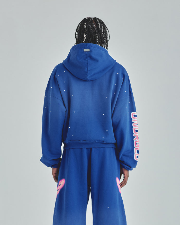 Act 1 Neon Zip Up Boxy Fit Hoodie Electric Blue