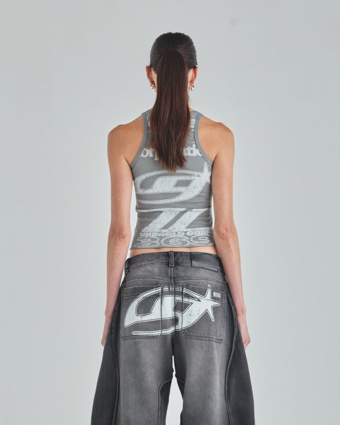Act 1 Racer Halter Tank Top Gray