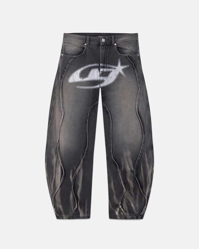 Act 1 UG Star Barrel Vein Jean Washed Black