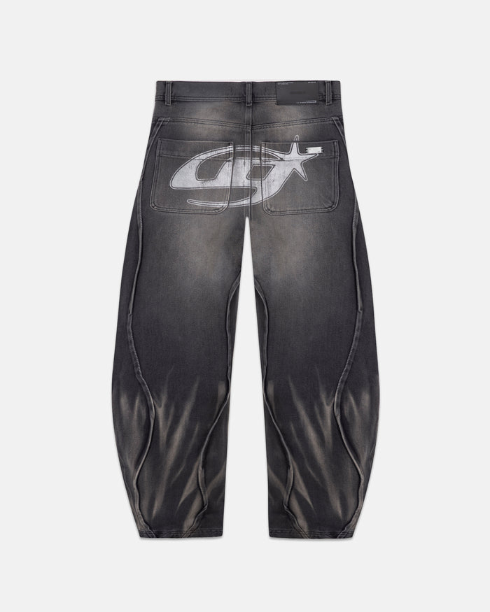 Act 1 UG Star Barrel Vein Jean Washed Black