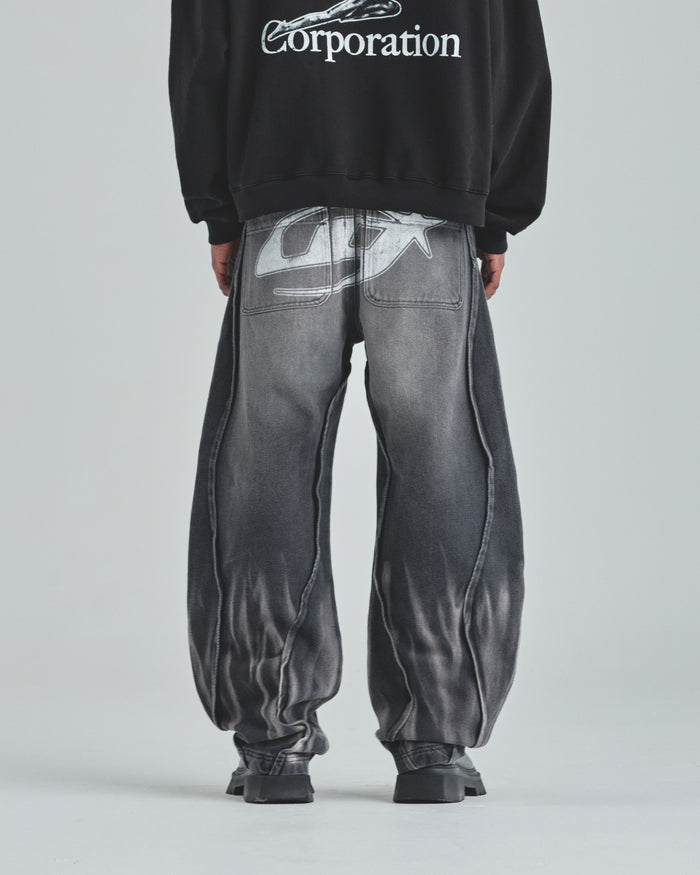 Act 1 UG Star Barrel Vein Jean Washed Black