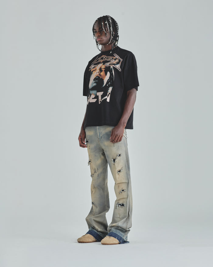 Act 1 UG Star Ripped Flare Jean Light Blue