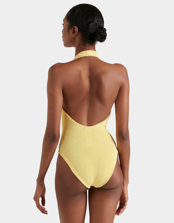 Hunza G Adriana Beaded Swimsuit - Butter - Simply Beach UK