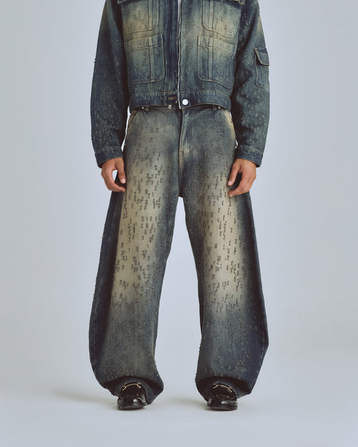 Agnus Dei U Ripped Barrel Jean Dirty Blue