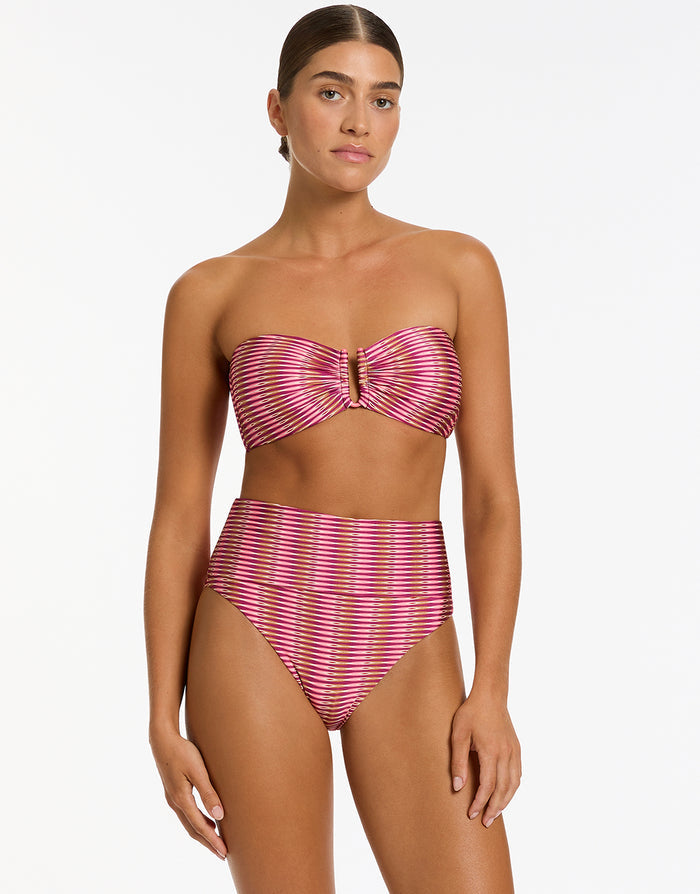 Alessia Geo Bandeau Bikini Top - Peony - Simply Beach UK