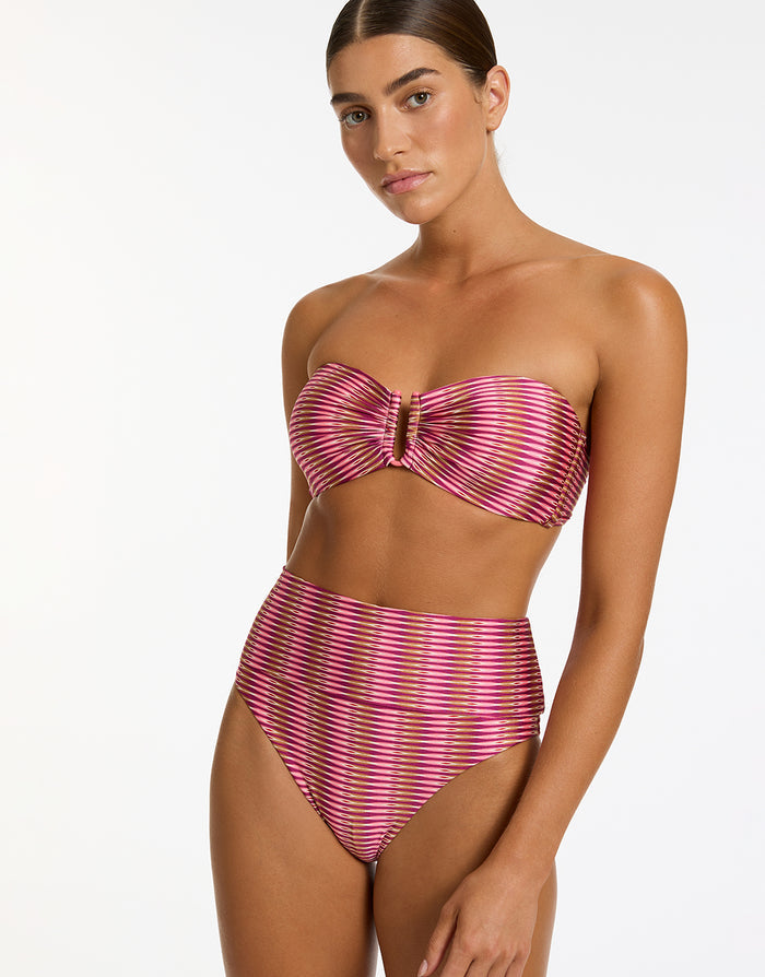 Alessia Geo Bandeau Bikini Top - Peony - Simply Beach UK