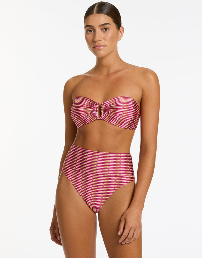 Alessia Geo Fold Down Bikini Pant - Peony - Simply Beach UK