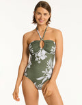 Aloha Halter Bandeau Swimsuit - Khaki - Simply Beach UK