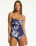 Sea Level Aloha Twist Bandeau Tankini Top - French Navy - Simply Beach UK
