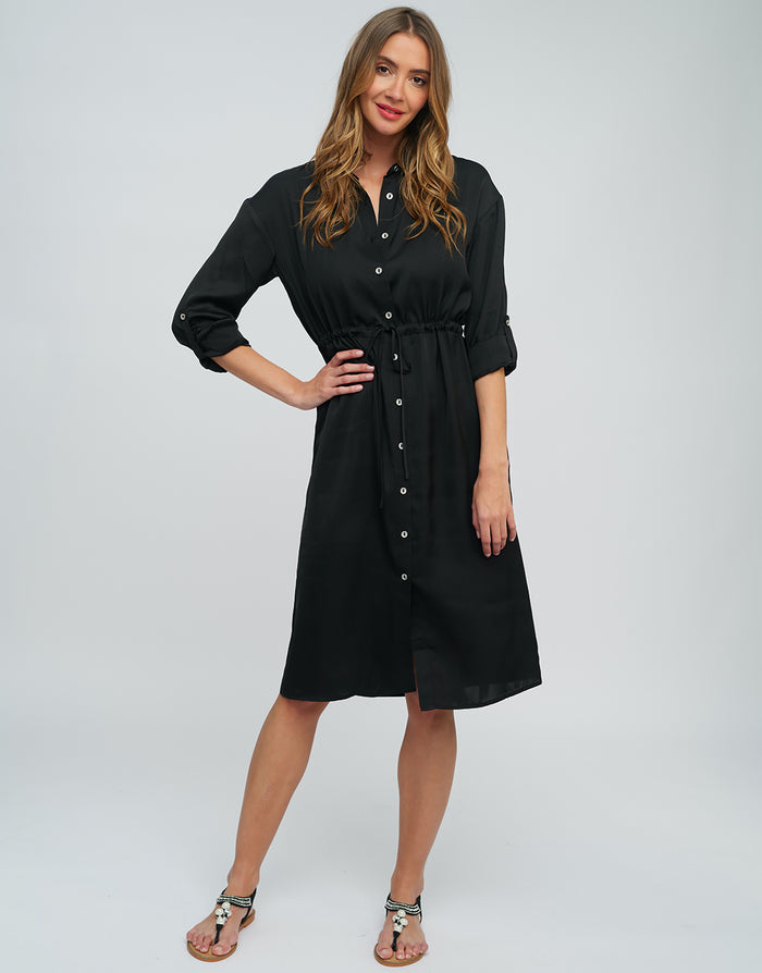 Alora Shirt Dress - Black - Simply Beach UK