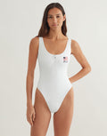 Polo Ralph Lauren Americana Zipper Scoop Tank Swimsuit - White - Simply Beach UK