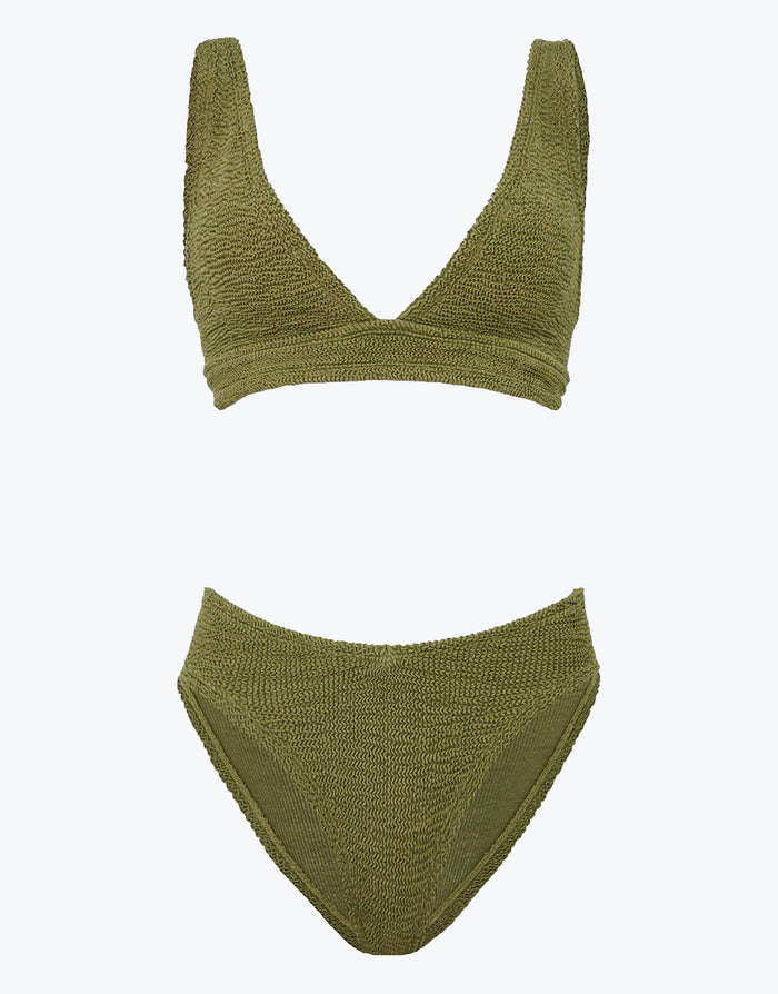 Hunza G Angel Bikini Set - Metallic Moss - Simply Beach UK