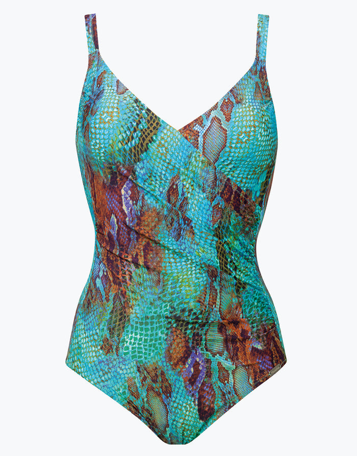 Charmline Aquatic Reptile Wrap Swimsuit - Aqua Python - Simply Beach UK