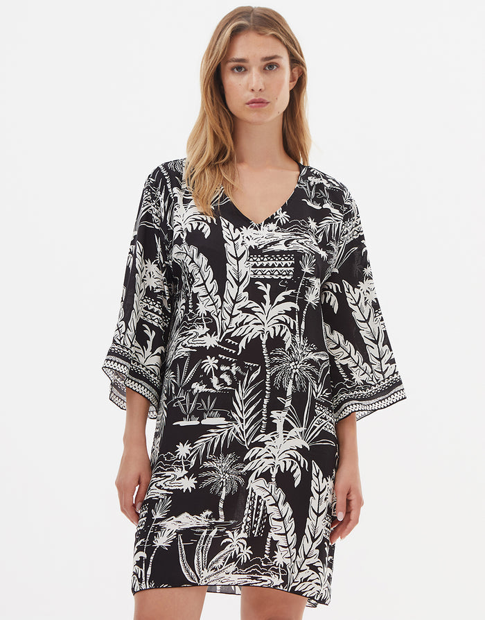 Nuria Ferrer Bahia Beach Dress - Black and White - Simply Beach UK