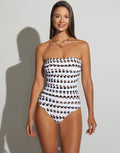 Roidal Bambu B Cup Bandeau Swimsuit - White and Brown - Simply Beach UK