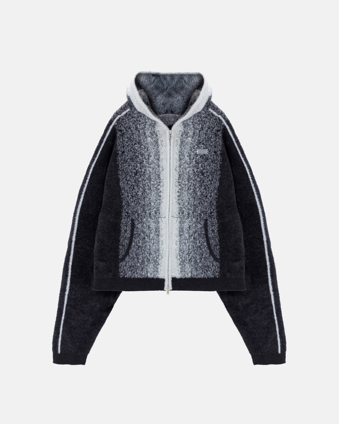 Basics Knit Zip Up Hoodie Bone/Black