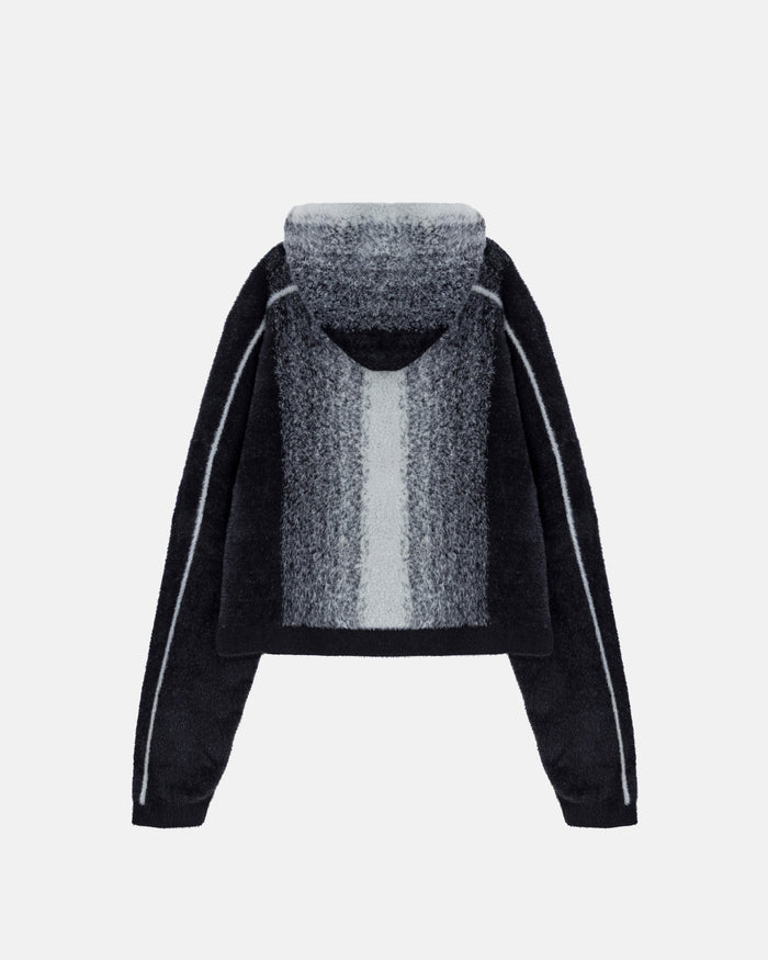 Basics Knit Zip Up Hoodie Bone/Black