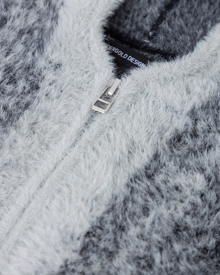 Basics Knit Zip Up Hoodie Bone/Black