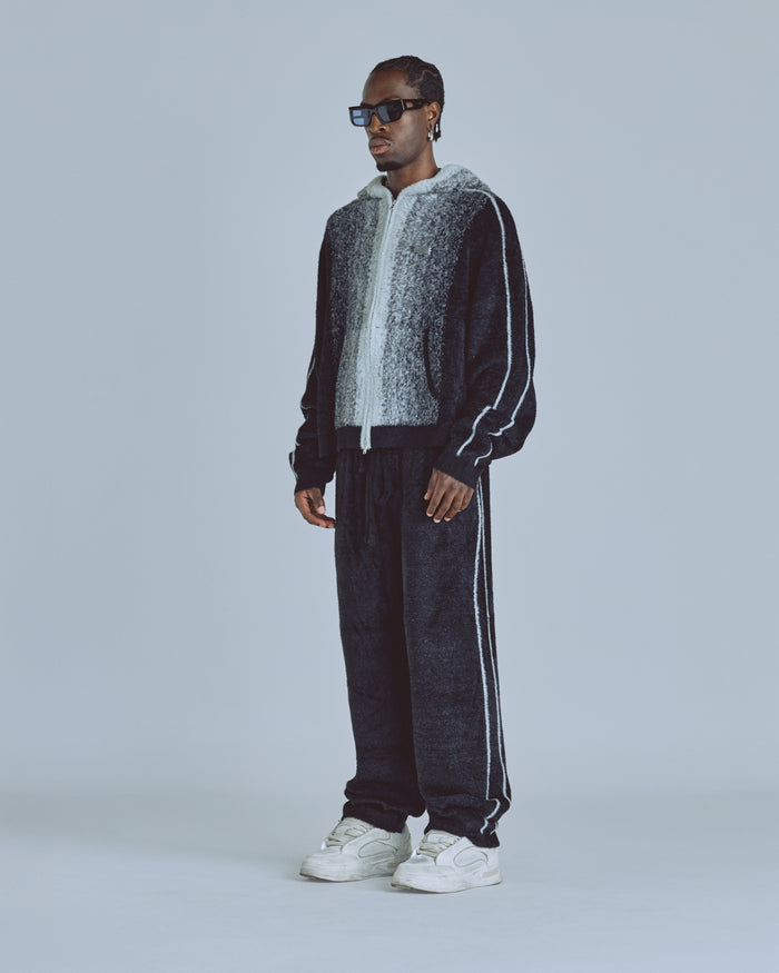 Basics Knit Zip Up Hoodie Bone/Black