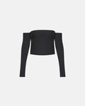 Basics Off Shoulder Long Sleeve Top Black