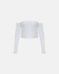 Basics Off Shoulder Long Sleeve Top White