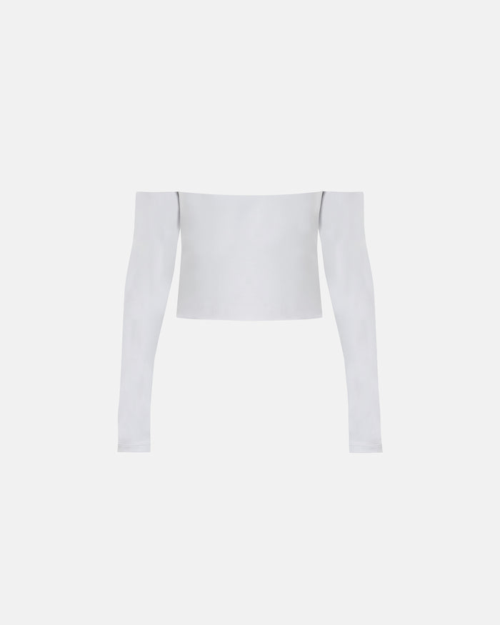 Basics Off Shoulder Long Sleeve Top White