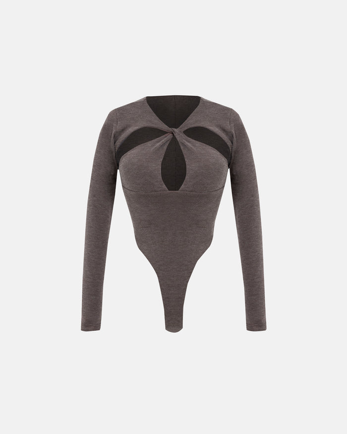 Basics Oval Braided Bodysuit Brown
