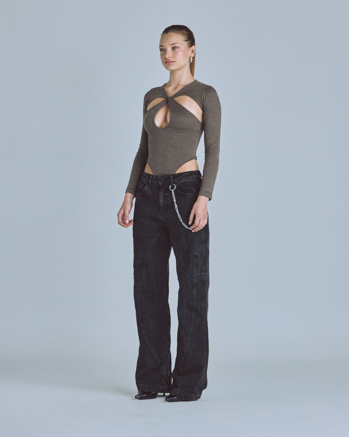 Basics Oval Braided Bodysuit Brown