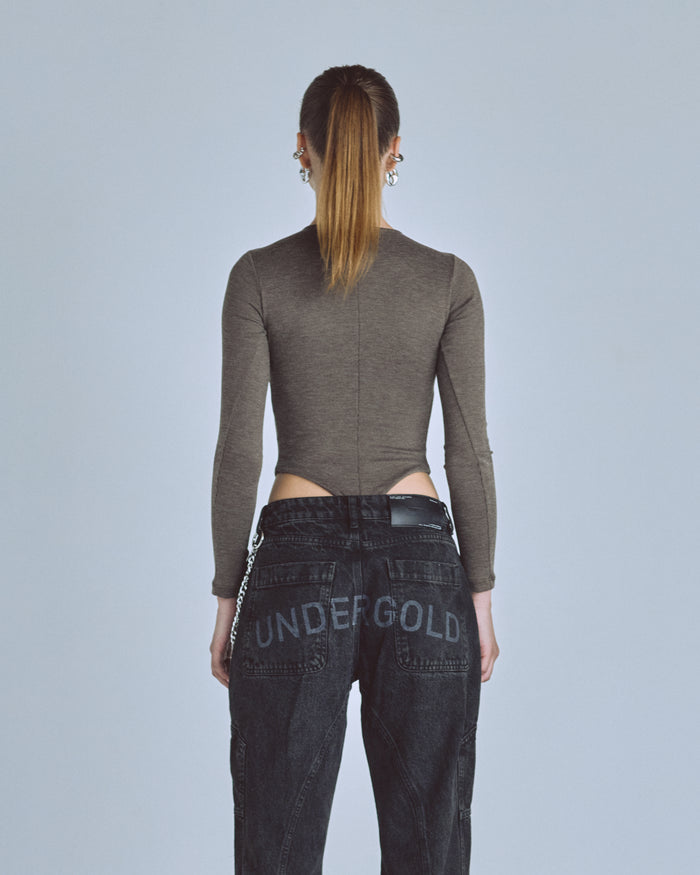 Basics Oval Braided Bodysuit Brown
