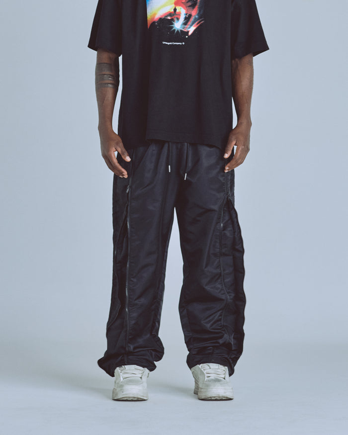 Basics Panelled Zip Up Cargo Pants Black
