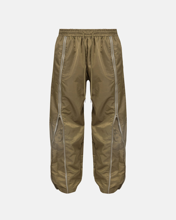 Basics Panelled Zip Up Cargo Pants Green