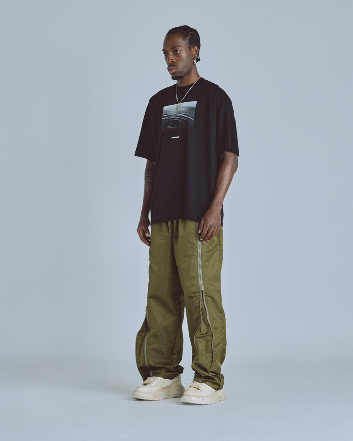 Basics Panelled Zip Up Cargo Pants Green