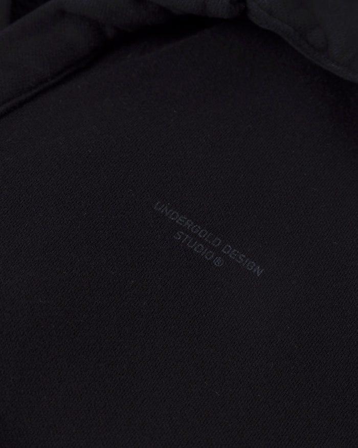 Basics Polo Collar Boxy Fit Hoodie Black