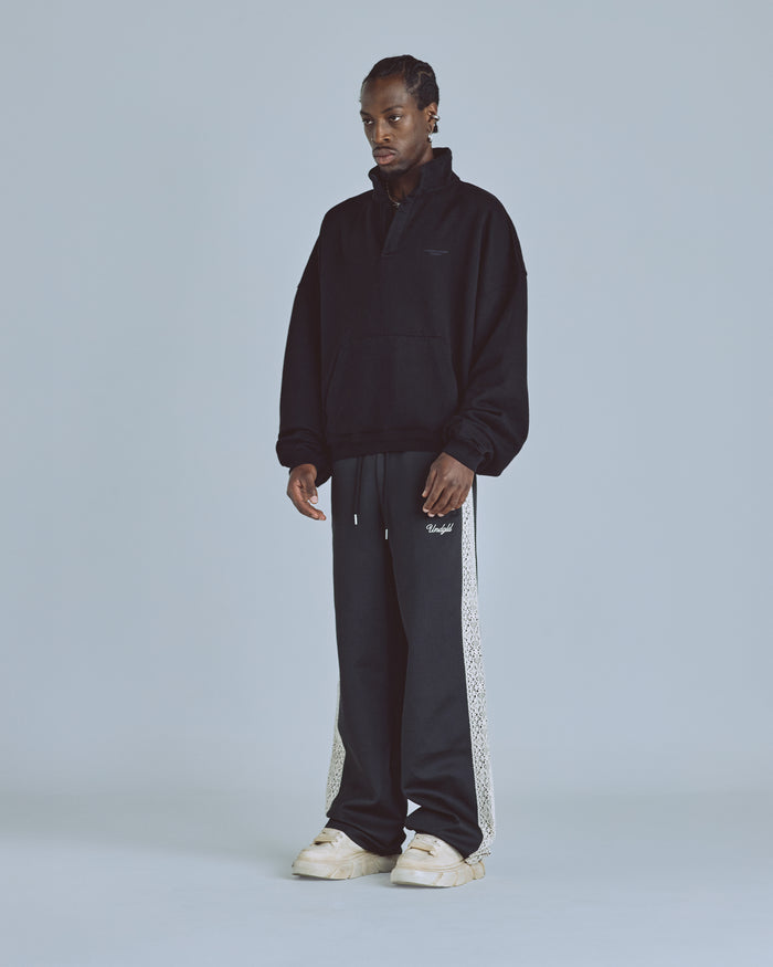 Basics Polo Collar Boxy Fit Hoodie Black