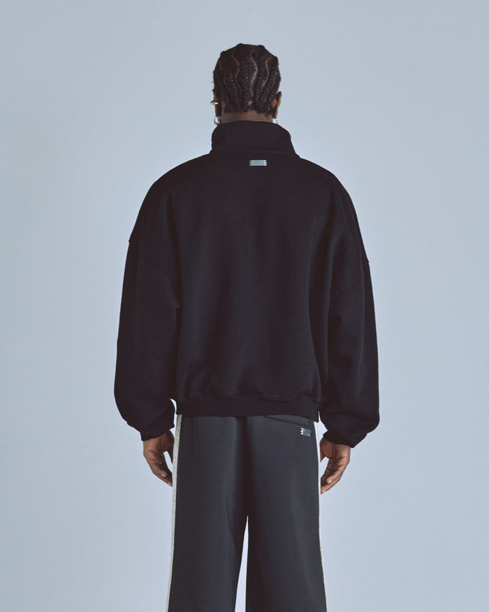 Basics Polo Collar Boxy Fit Hoodie Black
