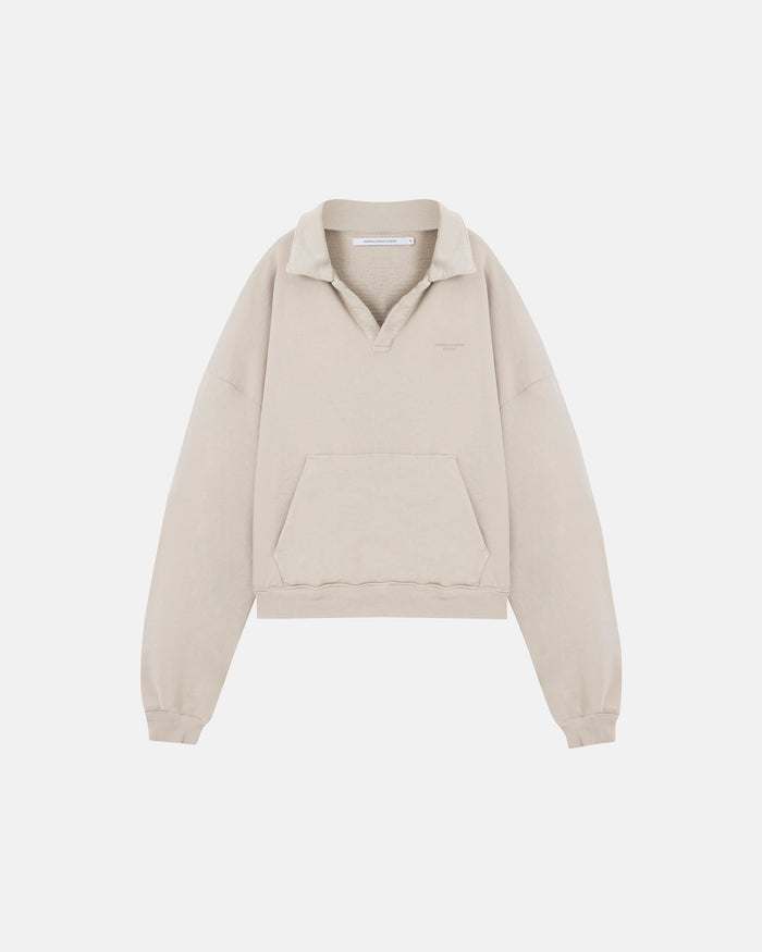 Basics Polo Collar Boxy Fit Hoodie Cream