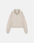 Basics Polo Collar Boxy Fit Hoodie Cream