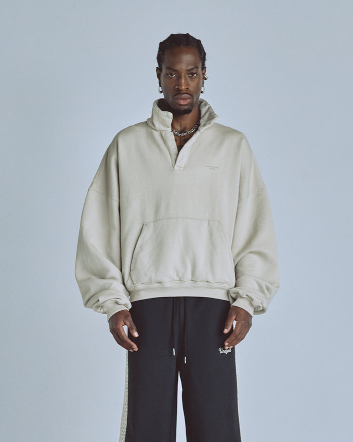 Basics Polo Collar Boxy Fit Hoodie Cream