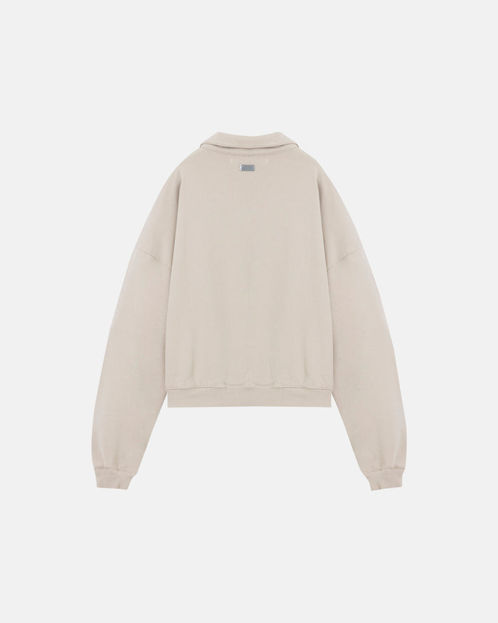 Basics Polo Collar Boxy Fit Hoodie Cream