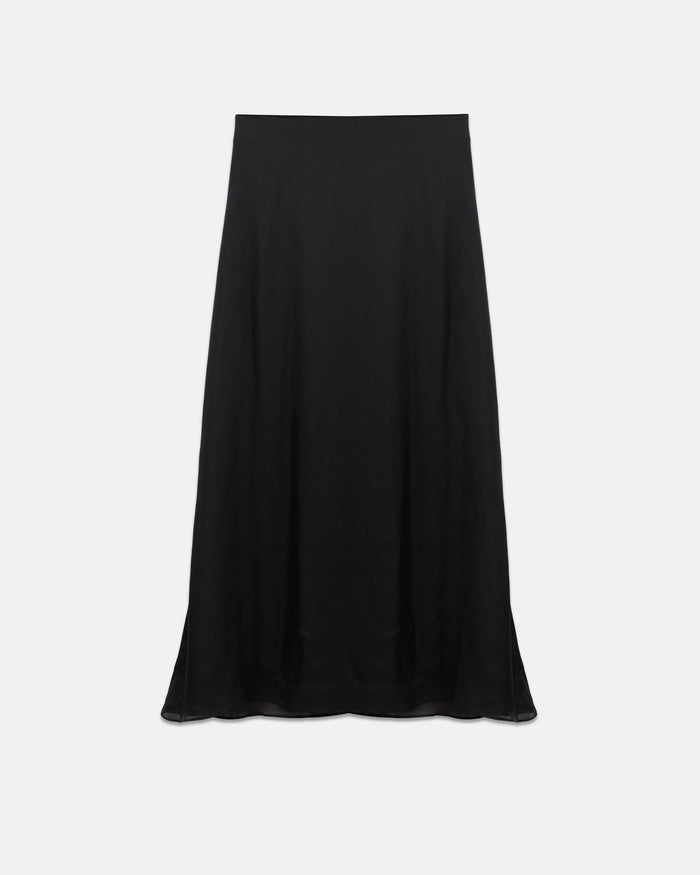 Basics Silk Long Skirt Black