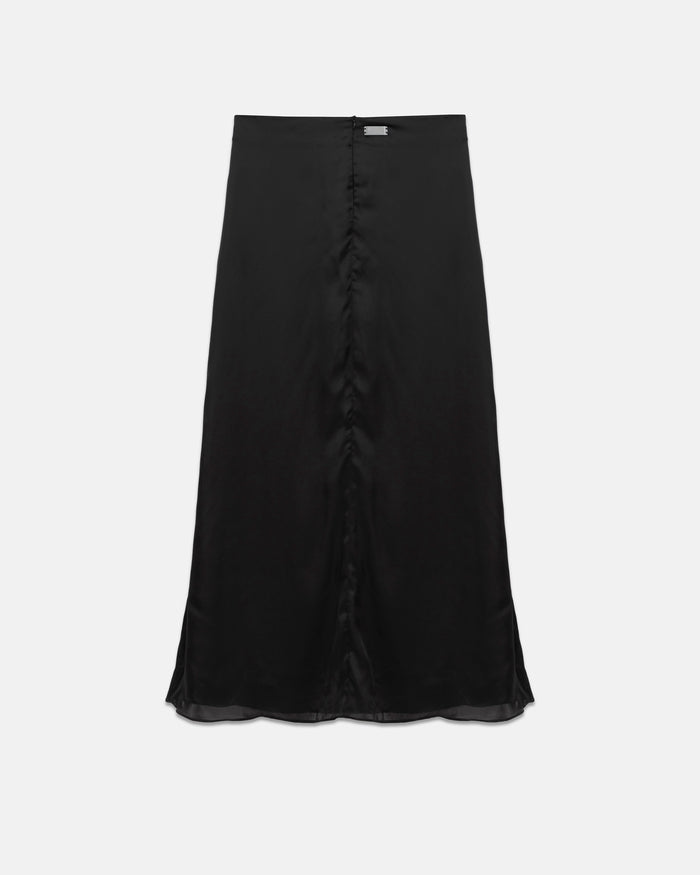 Basics Silk Long Skirt Black