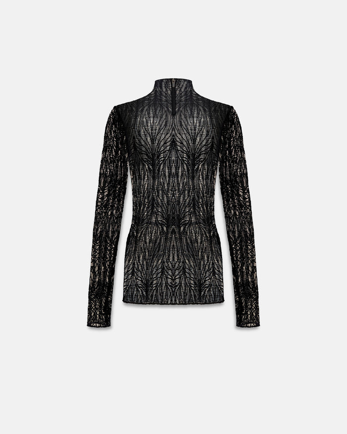 Basics Turtle Neck Top Transparent Black