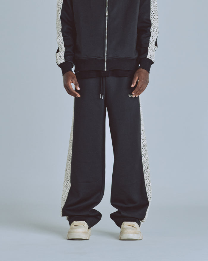 Basics Undgld Lace-panel Track Pants Black